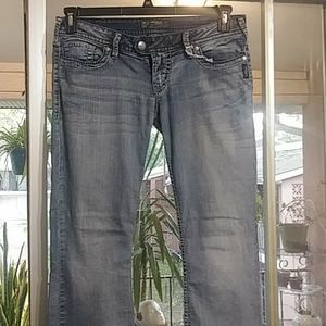 W32 L 32 flared low-rise blue jeans
